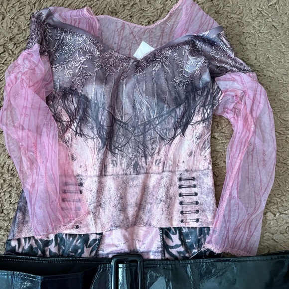 Disney Descendants Audrey Pink Black Jumpsuit with Belt Large 10/12 Costume - Picture 5 of 7